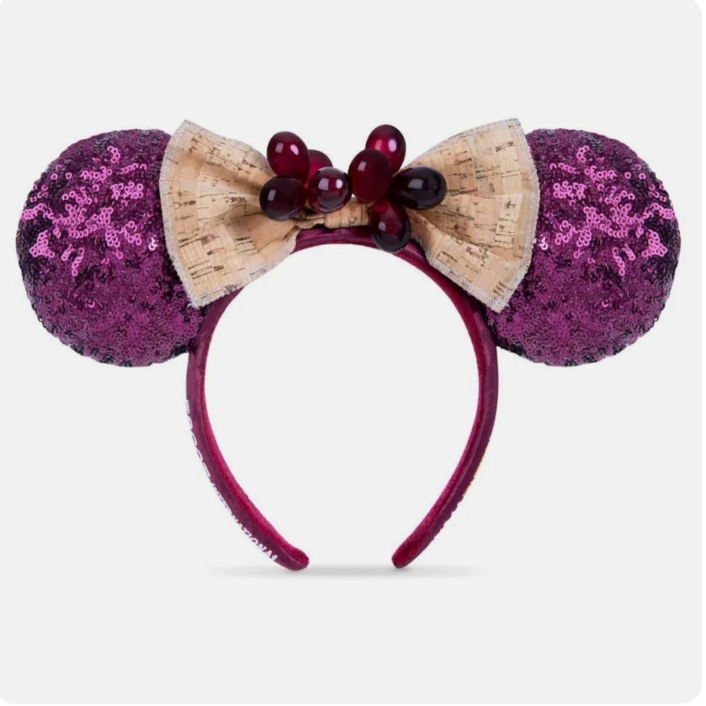 Disney Parks Minnie Mouse Sequined Ear Headband Epcot Wine 2020 VHTF RARE